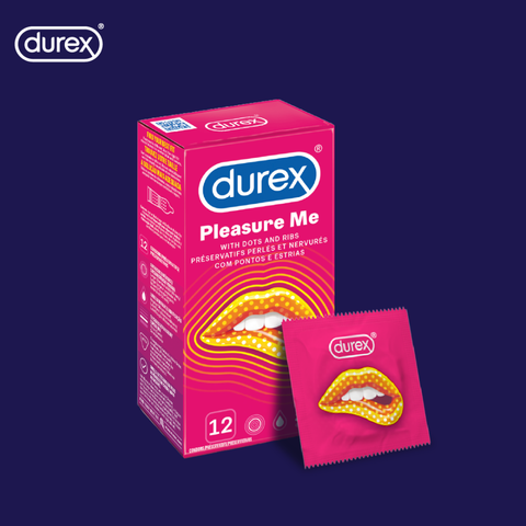 Product packaging for Pleasure Me Condoms | Durex - 12s with condom sleeve