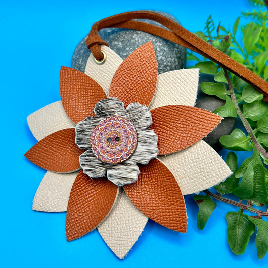 3PDLeather Leather Purse Charm, Leather Flower, Purse Dangle, Bag Charm, Flower Purse Charm, Purse Jewelry, Flower Keychain, Leather Keychain