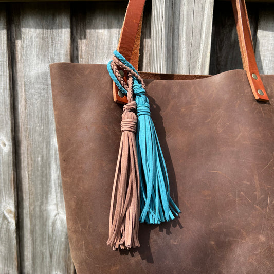 Purse Scarf Braided Tassel Bag Charm 2 Handle Covers Vibrant 