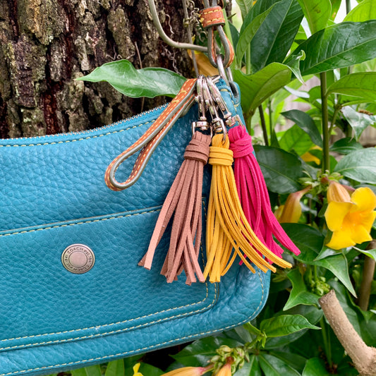 Monogram Faux Leather Tassel Keychain (Blank) – Saltwater and Sunshine  Boutique