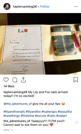 review from a Lily and Fox Customer on Instagram