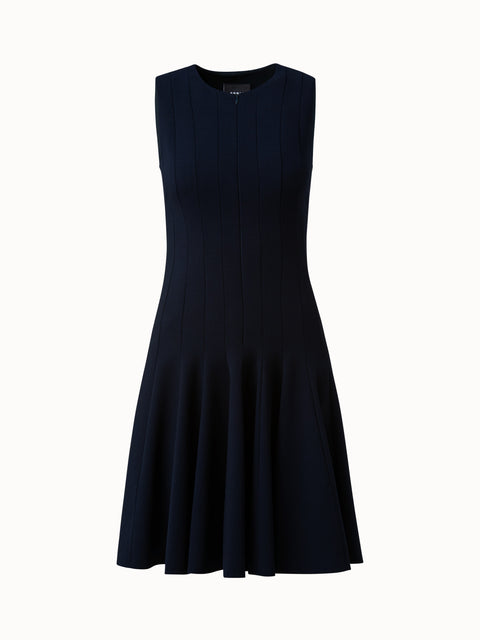 Eva Collared Merino Knit Dress with Blouson Sleeve - Black