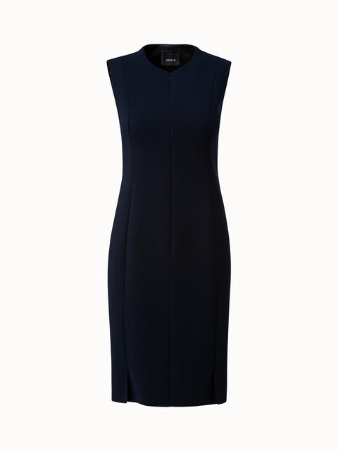 NEW Akris punto Wool Sleeveless V neck Dress in Black - Size 4 #DD84