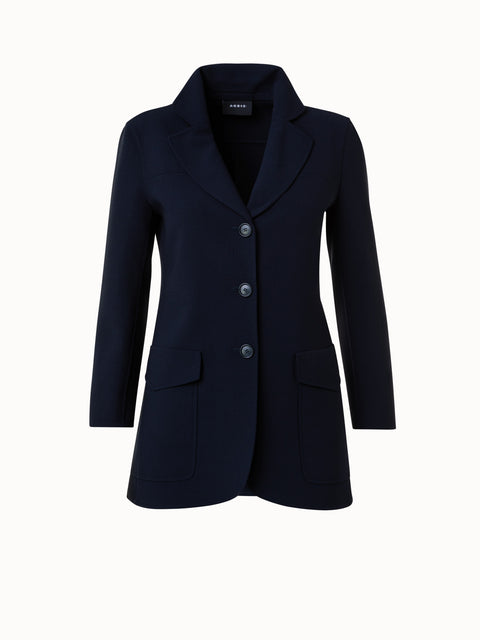 Wool Double Face Stretch Jacket with Hook Closure