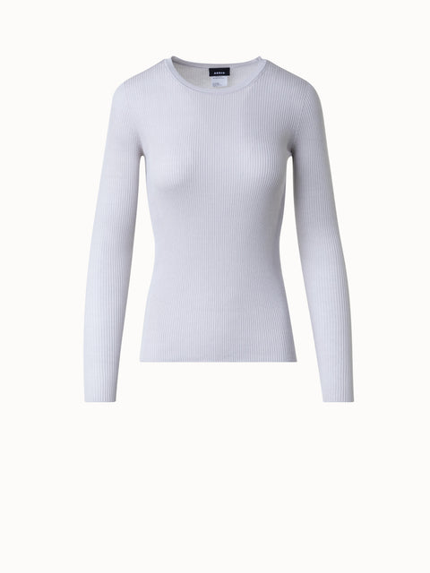 Silk Cotton Seamless Rib Knit Top