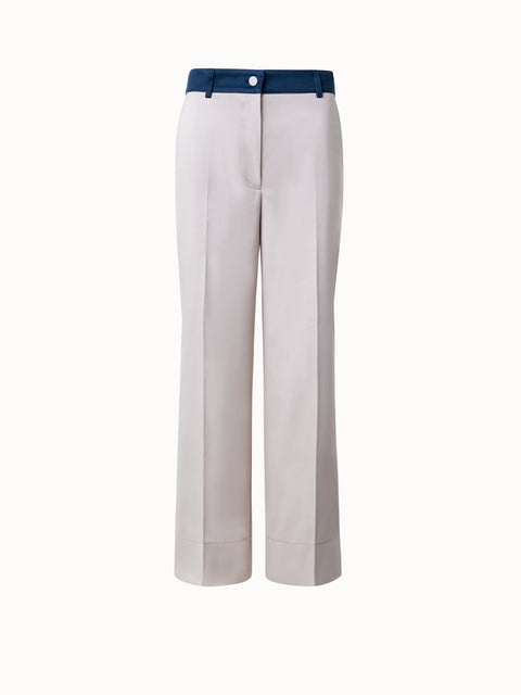 Wool Gabardine High Waist Wide Leg Pants