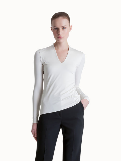 Cotton Silk Ribbed Jersey Top