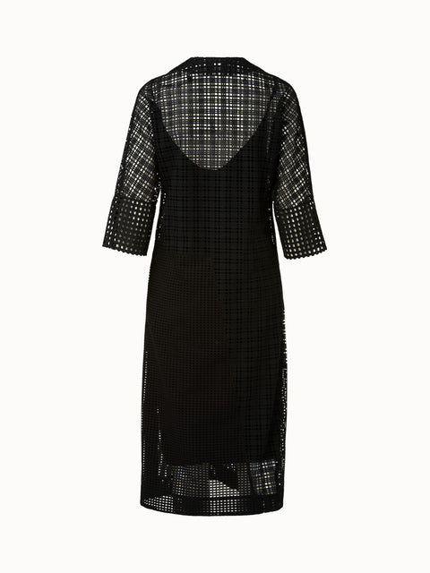 Broderie Anglaise Contrast Lace Dress With Patchwork Frilly Thick