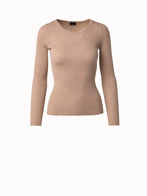 Silk Cotton Rib Knit Sweater