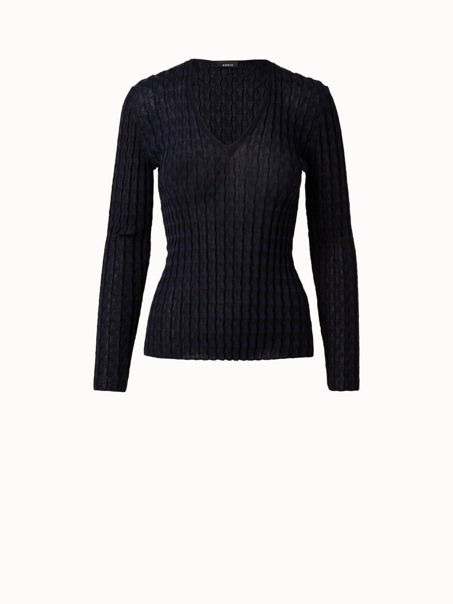 Akris® Official – Silk Cotton Stretch Trapezoid Rib Knit Pullover
