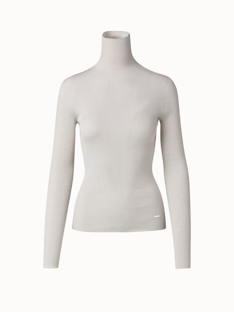 Akris® Official – Seamless Cashmere Silk Rib Knit Pullover