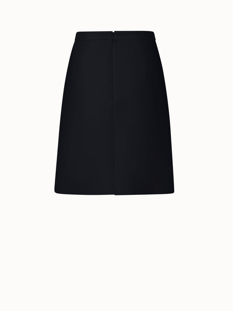 Maize Woven Wool Double Waistband Mid Rise Pleated Micro Mini Skirt in Black