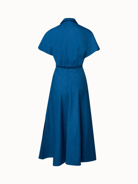 Washed Cotton Wool Blend Denim Dress