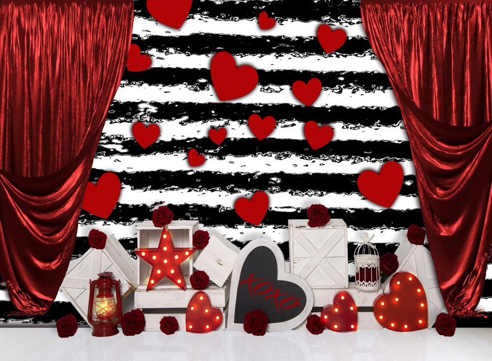 Fox Valentines Day Stage Vinylfabric Backdrop Foxbackdrop 4405