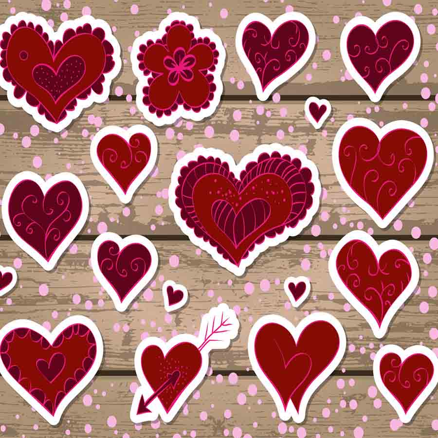 Fox Rolled Vinyl Wood Red Heart Valentine Day Photography Backdrop - Foxbackdrop