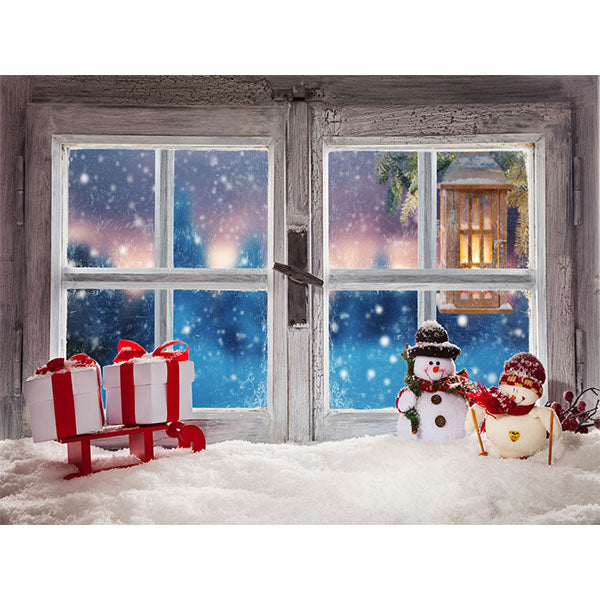 Shop Discount Fox Window Christmas Snowman Gift Vinyl/Fabric Backdrop ...