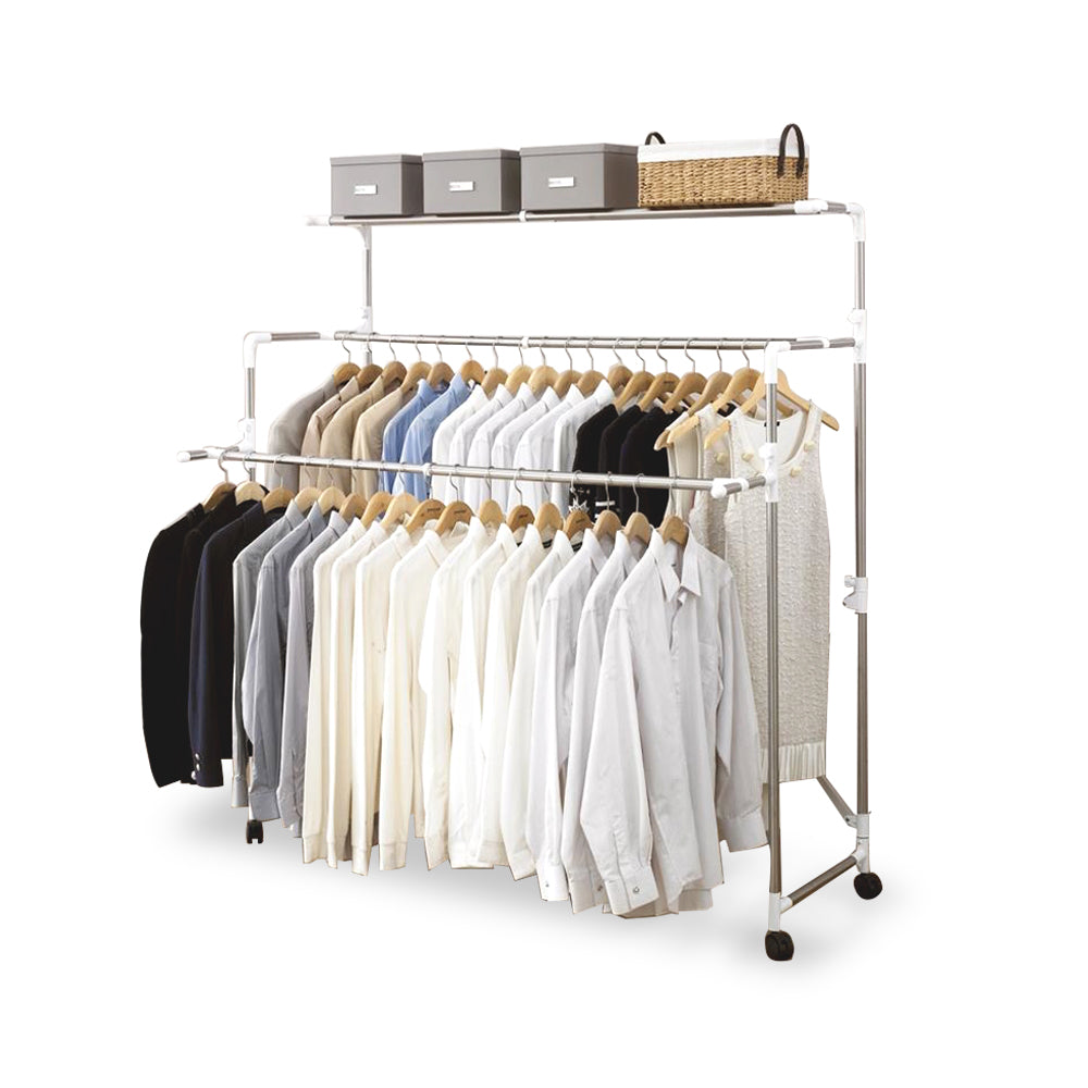 Nelio 3 Tier Large Foldable Rolling Clothes Airer Laundry Drying Rack with  8 Lockable Casters