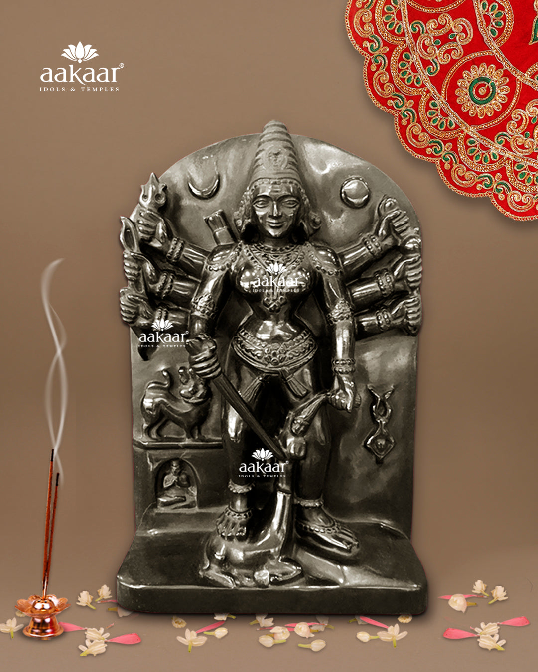 Tulja Bhavani in Black Marble – Aakaar - Idols & Temples