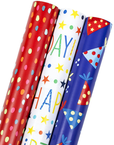 LeZakaa Birthday Wrapping Paper Roll - Mini Roll - Balloon/Happy Birthday  Lettering/Dimond Check for Men, Boy, Brother, FatherGift Wrapping - 17 x  120