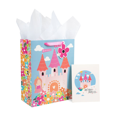Beautiful Birthday Gift Bags Set of 2 - Large 16/'' Bags with Handles incl.  Matching Tissue Paper, Cards & Stickers - Reusable and Perfect For