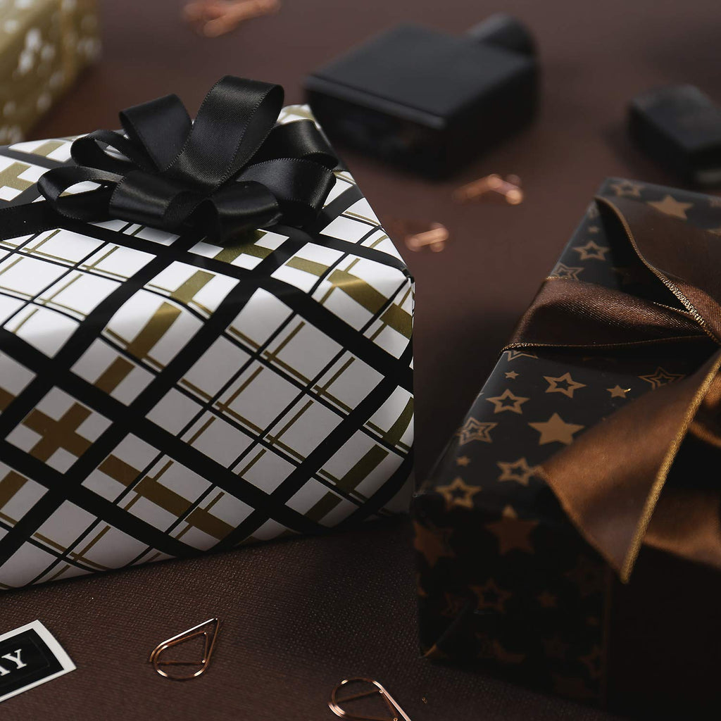 Wrapaholic Black And Gold T Wrapping Paper 4 Rolls Set Wrapaholicts