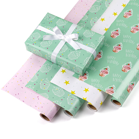 12m Happy Birthday Gift Wrapping Paper - 4 x 3m Roll's - Unisex Male Female