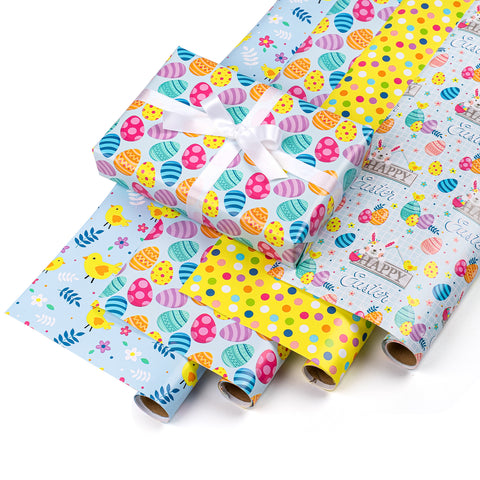 WRAPAHOLIC Birthday Wrapping Paper Roll - Mini Roll - 3 Rolls - 17 Inch X  120 Inch Per Roll - Happy Birthday Lettering and Stripe for Kid's Birthday