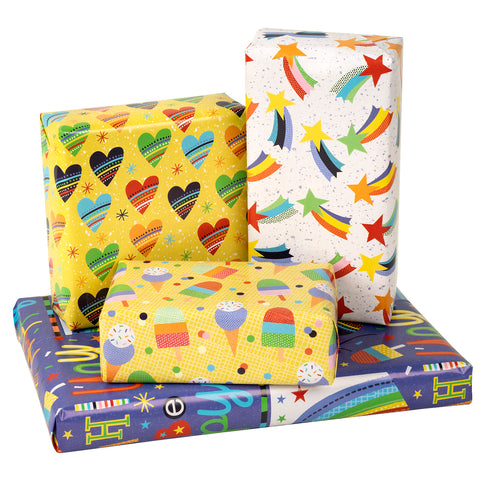 Birthday Gift Wrap Paper Flat Sheet 4pcs/Pack Gift Hat – WrapaholicGifts