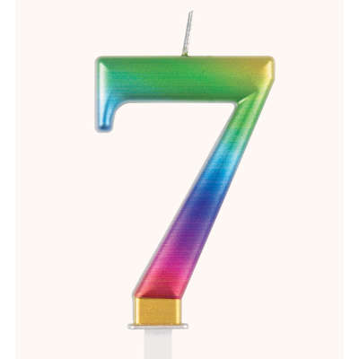 Multiple Numbers -Metallic Ombre Rainbow Single Number Candles