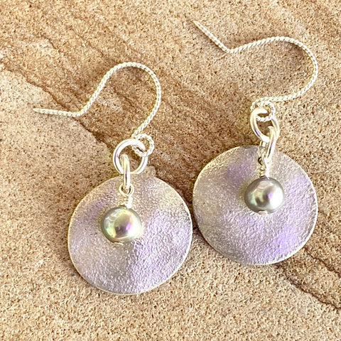 Sterling Earrings with Gray Pearls