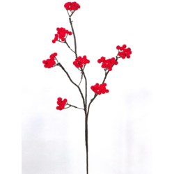Flocked Red Berry Branch