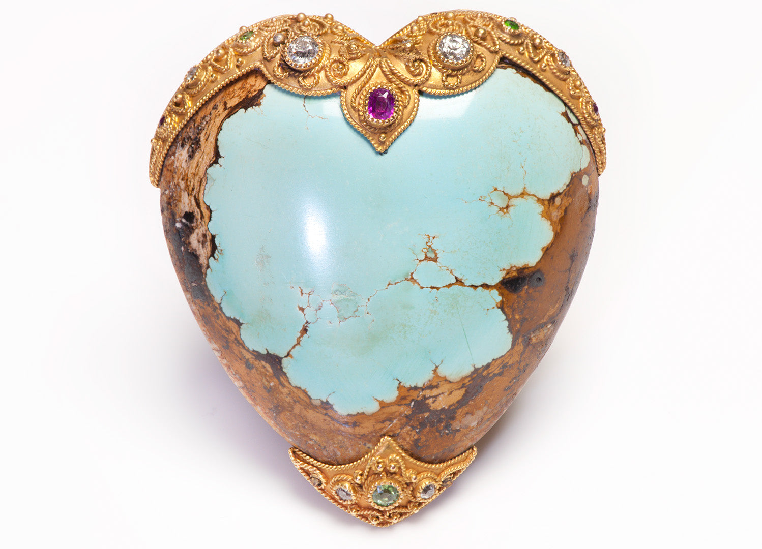 turquoise-gold-diamond-ruby-heart-brooch