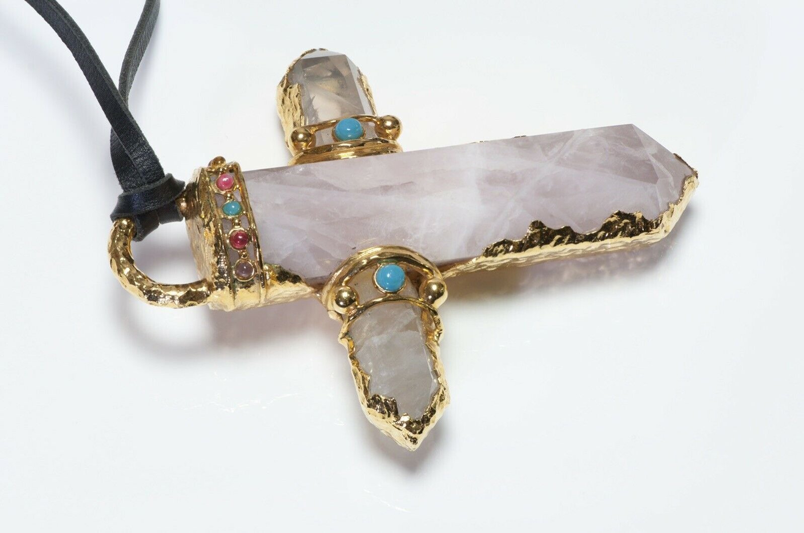 CHANEL Couture Goossens Byzantine Style Quartz Cross Pendant Necklace