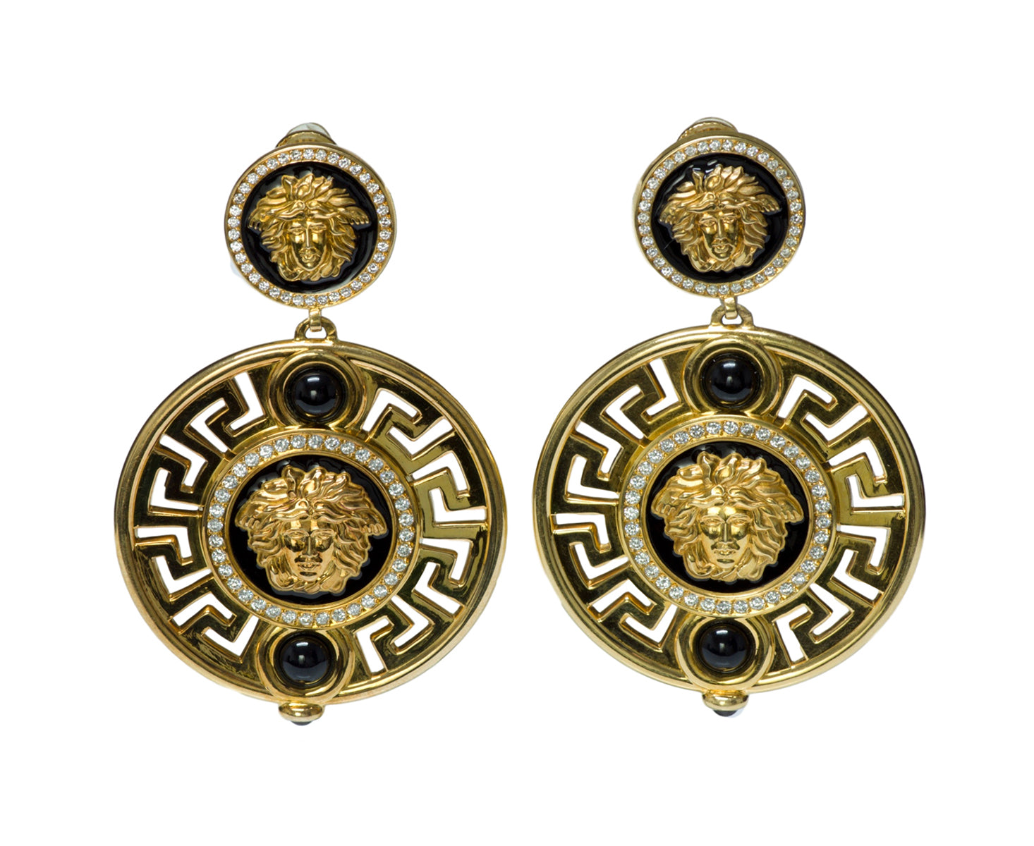 gianni-versace-medusa-diamond-enamel-gold-earrings