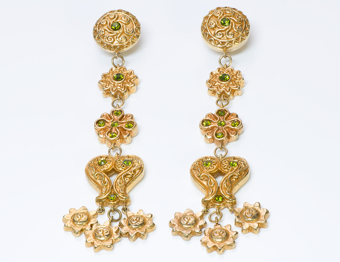 christian-lacroix-couture-long-baroque-style-green-crystal-earrings