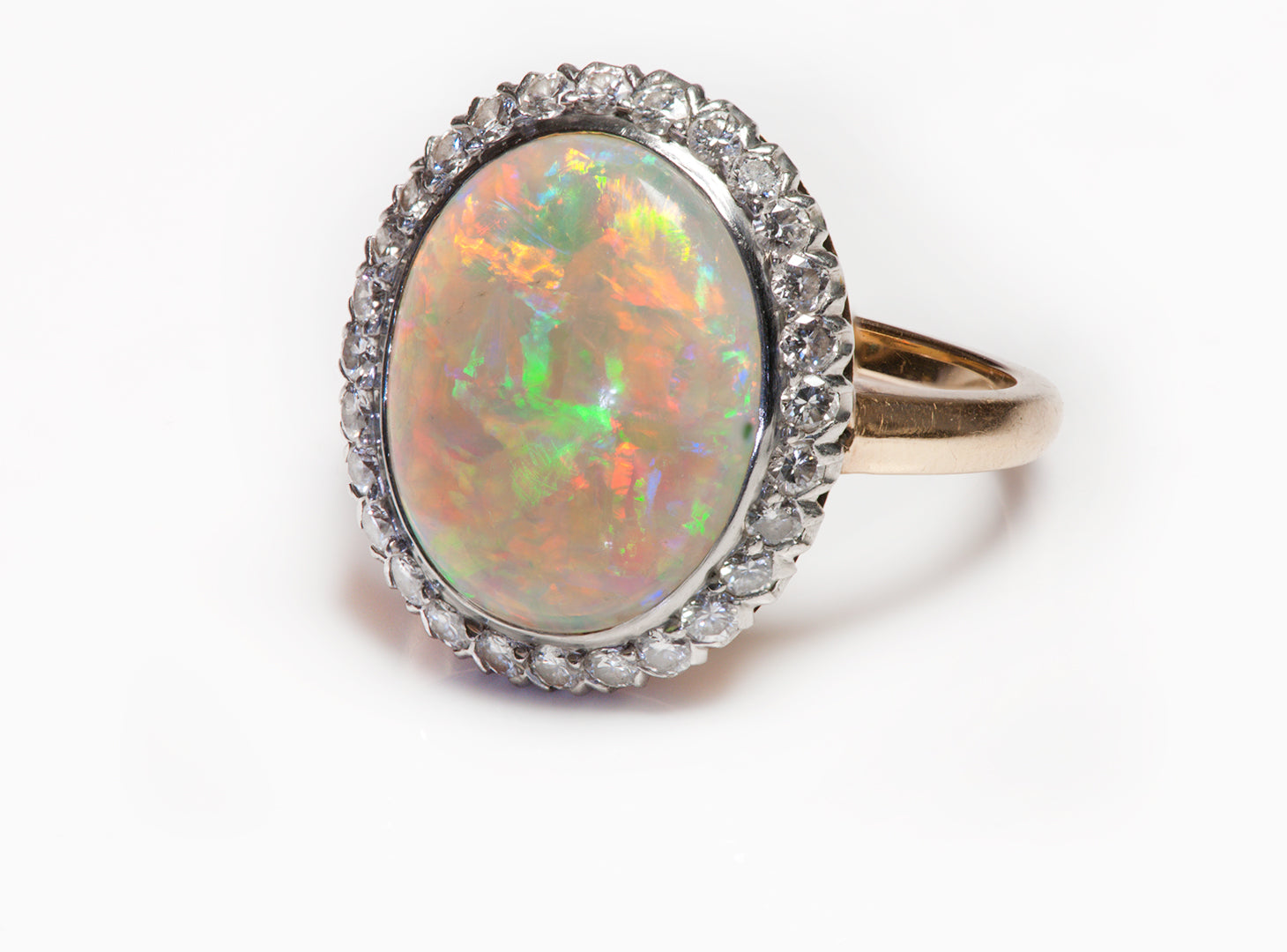 opal ring diamond gold