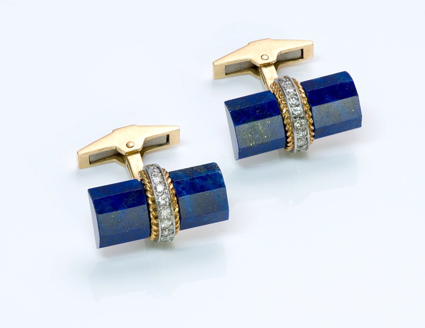 Tiffany Lapis Diamond Gold Cufflinks 