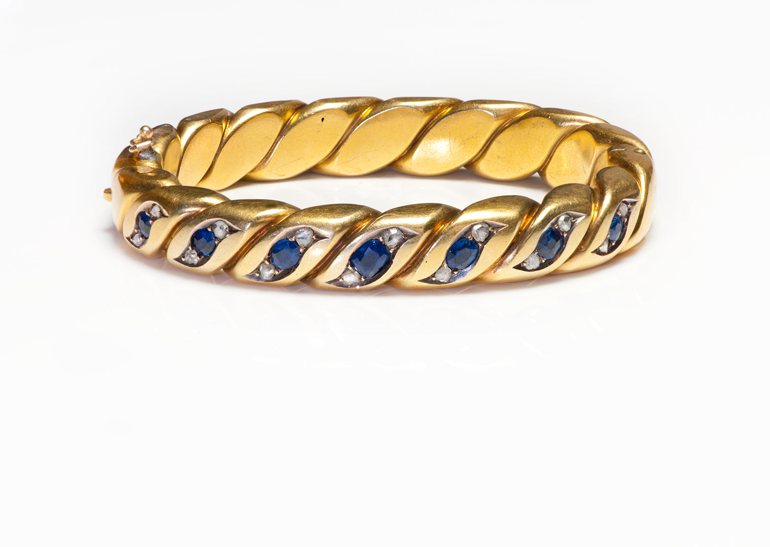 antique-gold-sapphire-diamond-bangle-bracelet