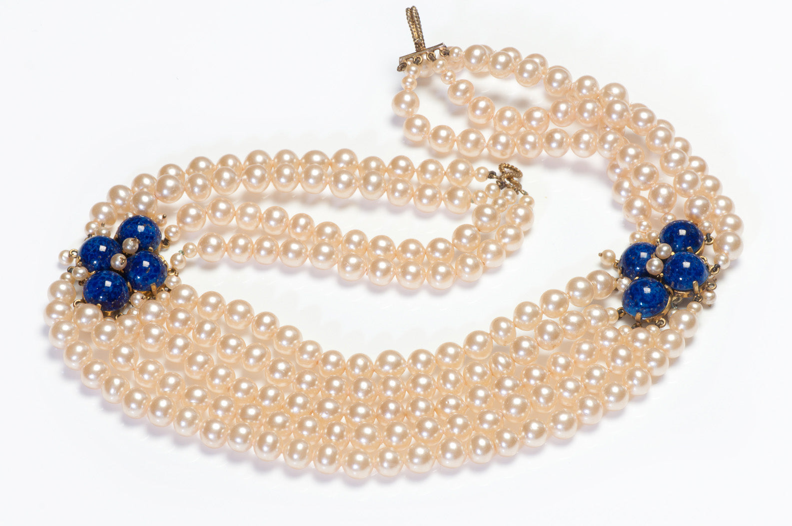 christian-dior blue-cabochon-glass-pearl-collar-necklace