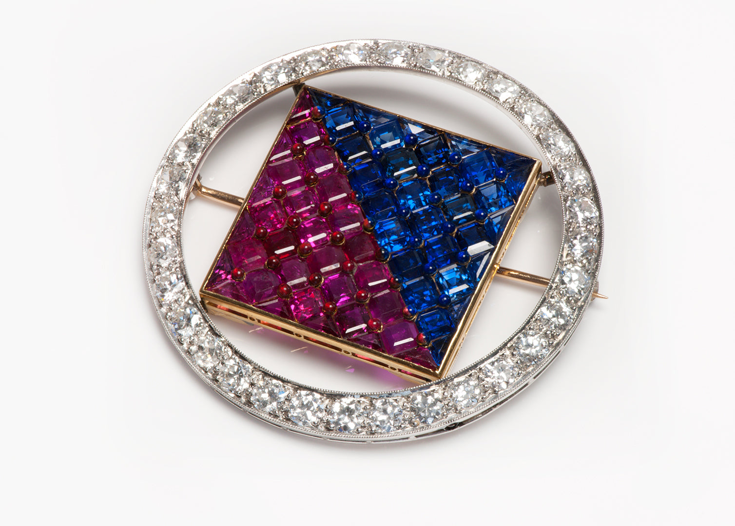 gemstone-ruby-diamond-sapphire-red-white-blue-brooch