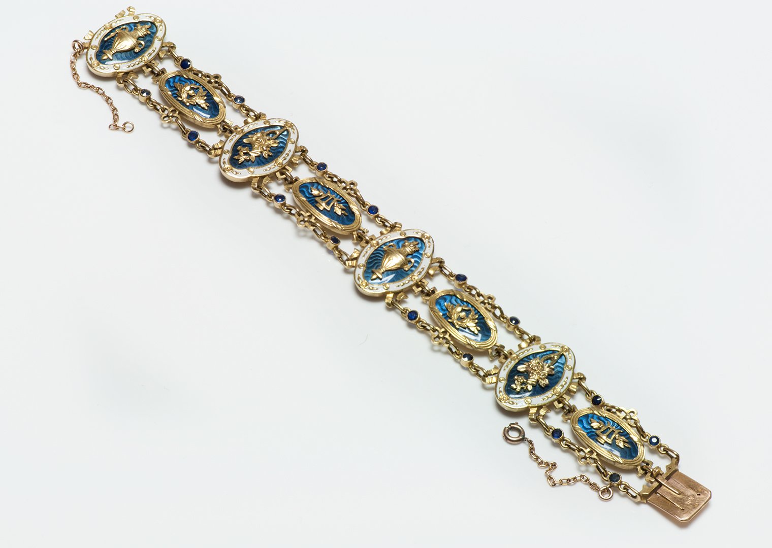 lucien-gautrait-art-nouveau-18k-gold-enamel-sapphire-bracelet