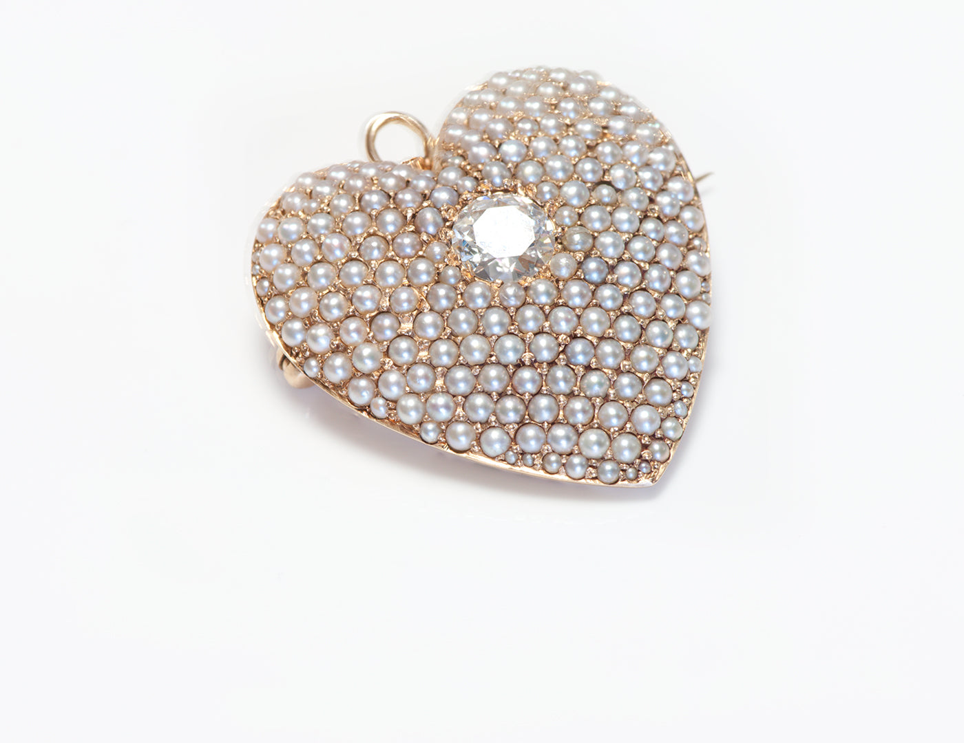 antique-gold-diamond-seed-pearl-heart-pendant-brooch