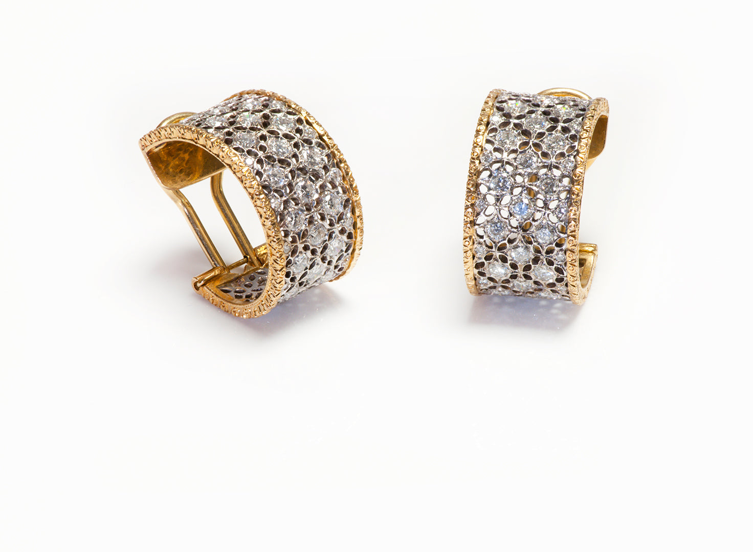 vintage-18k-gold-lace-diamond-hoop-earrings