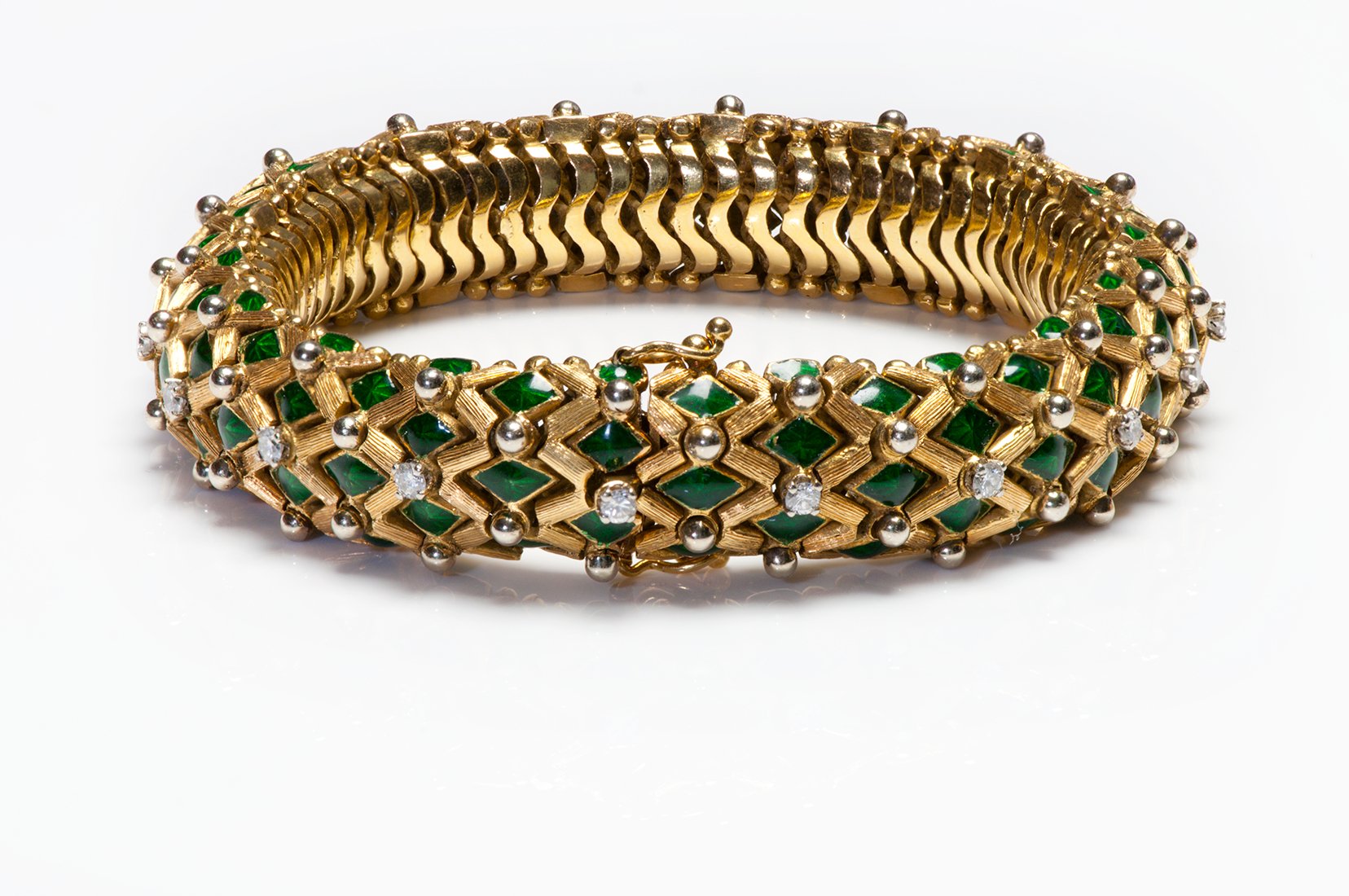 Vintage Gold Enamel Diamond Bracelet