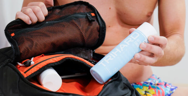 A swimmers body wash like Trihard’s helps hydrate and rejuvenate dry skin and calms irritated skin post-workout.