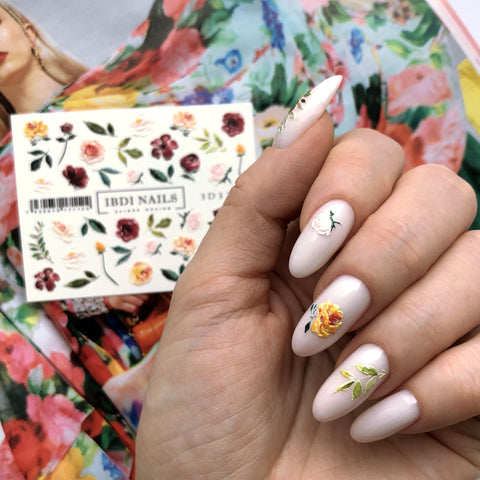 3D flower nail decals