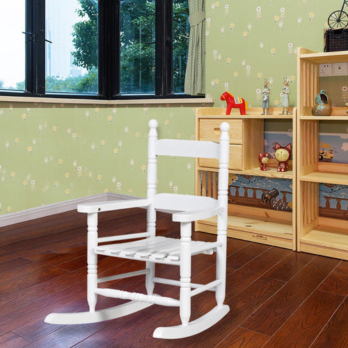 Classic White Wooden Kids Rocking Chair