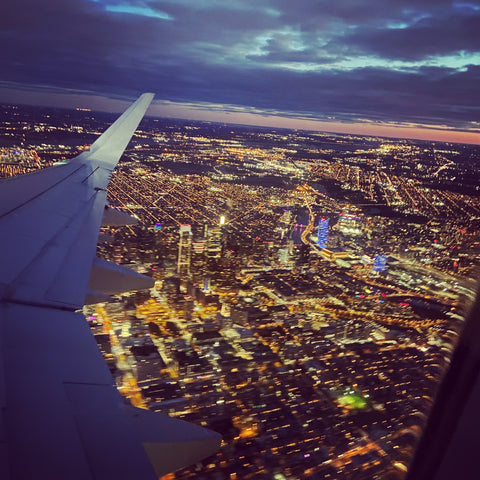 Philly at night from above