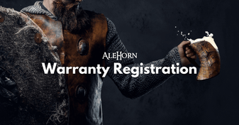 Alehorn warranty registration card, including space for customer to fill out personal information, horn details, and activation code to ensure authenticity and protection of purchase.