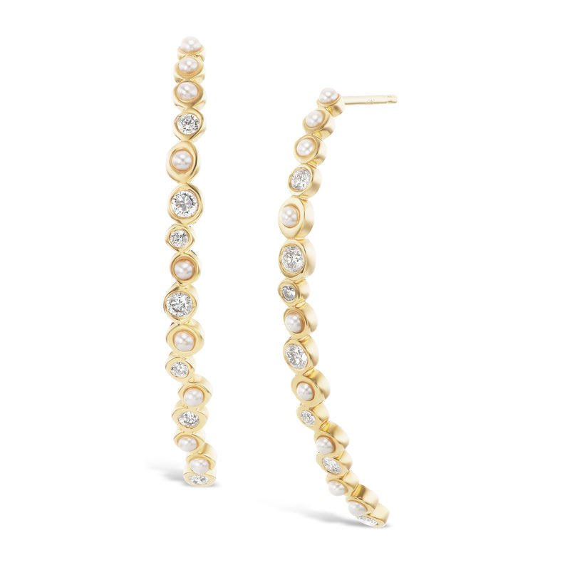 Pearl and Diamond Linear Earrings